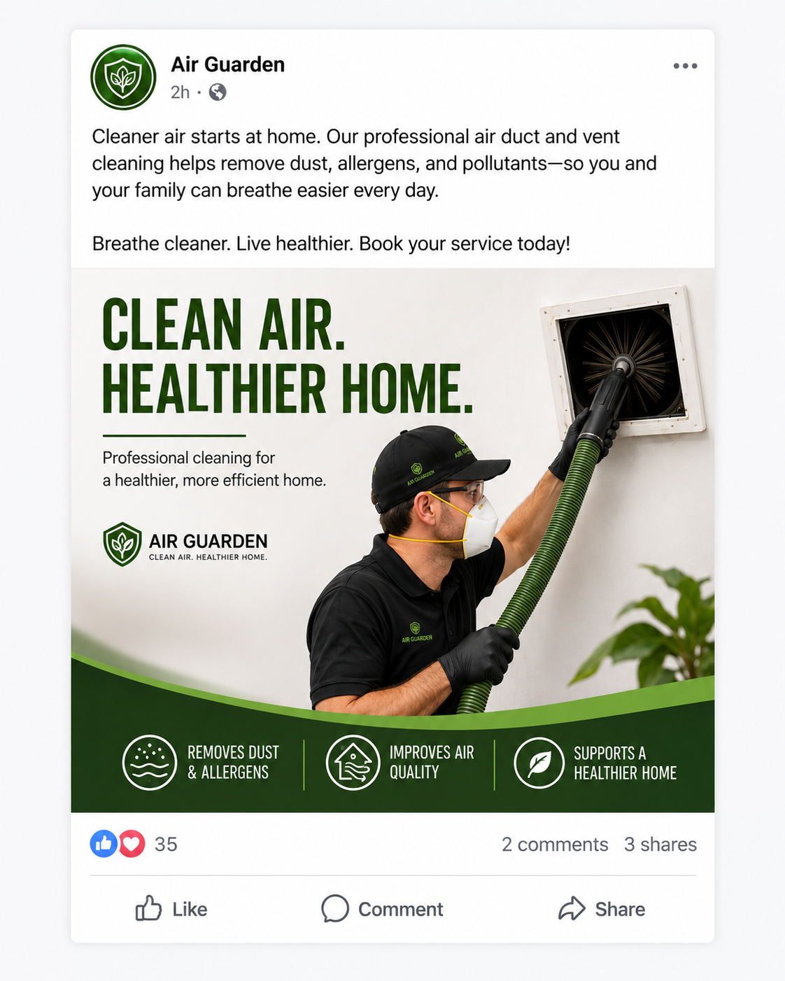 Facebook brand awareness post for a home services business